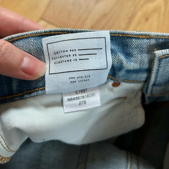 AYR the sugar high rise straight leg jeans classic medium blue denim size 27S - Picture 9 of 14